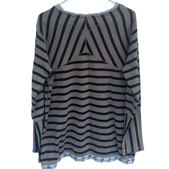 Calvin Klein Performance XL Striped Quick Dry Pullover Tunic Top Black Tan Cotto - Picture 5 of 7